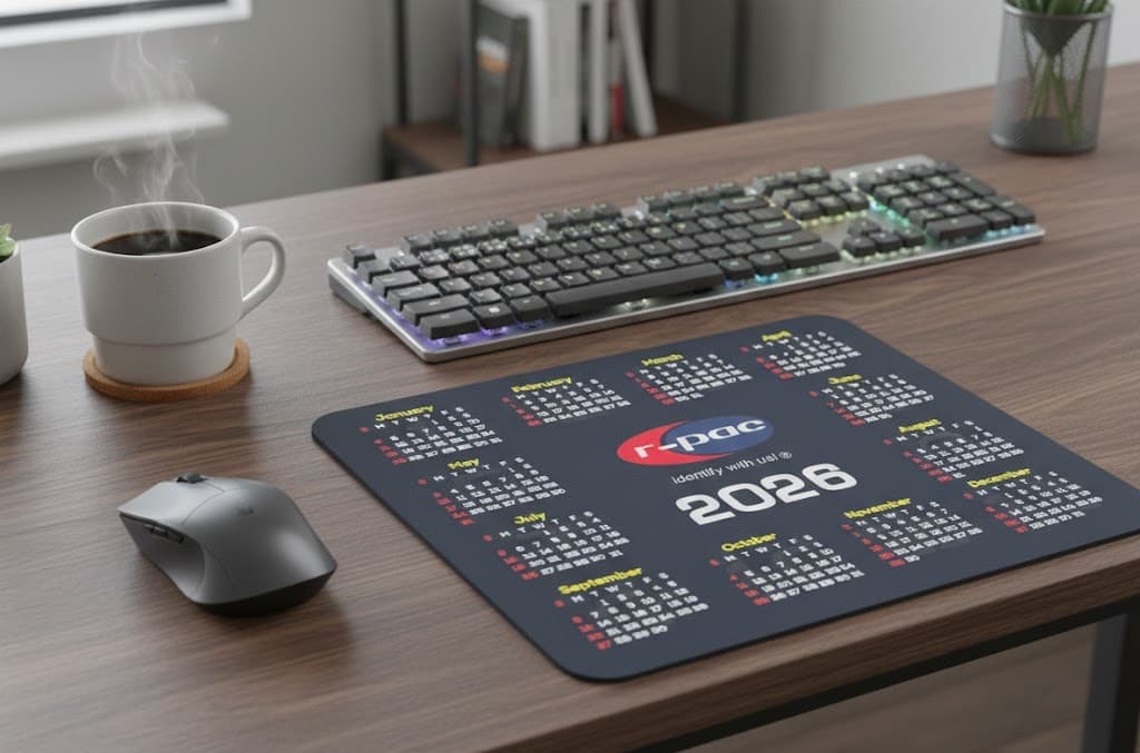 Mouse Pad with Company Logo & Daily Calendar (2026)